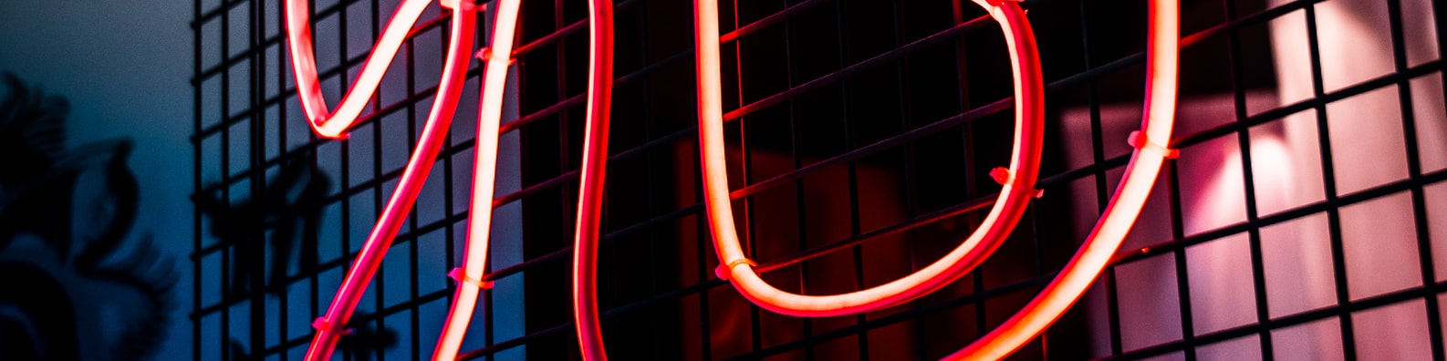 Abstract LinkedIn Cover Photo with Hanging Neon Sign