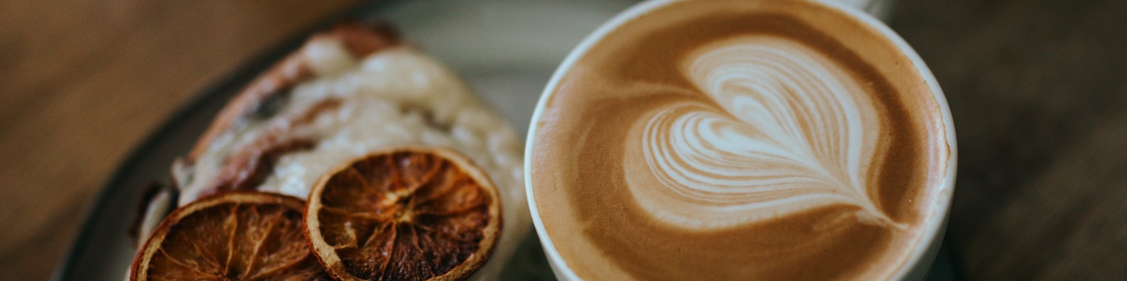 Abstratc LinkedIn Cover Photo with Cappuccino In White Ceramic Cup With Heart Design