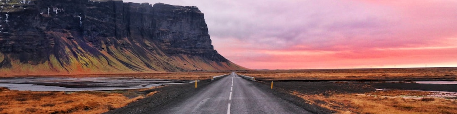 Nature LinkedIn Cover Photo with Asphalt Road with Cliff Horizon