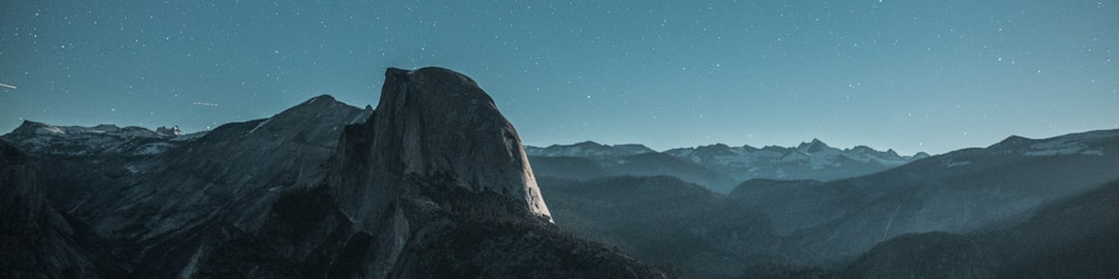 Nature LinkedIn Cover Photo with Half Dome Moonlit Night Sky
