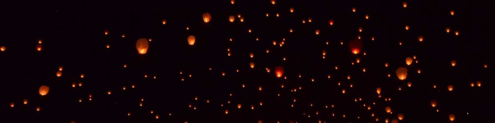 Nature LinkedIn Cover Photo with Paper Lanterns Glowing Night Sky