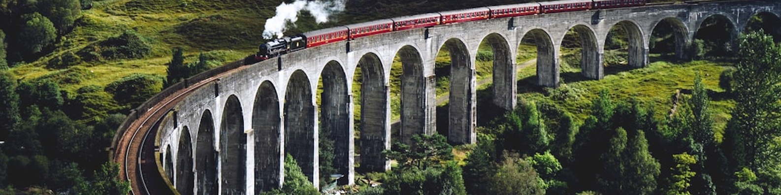 Nature LinkedIn Cover Photo with Train Crossing Scenic Viaduct