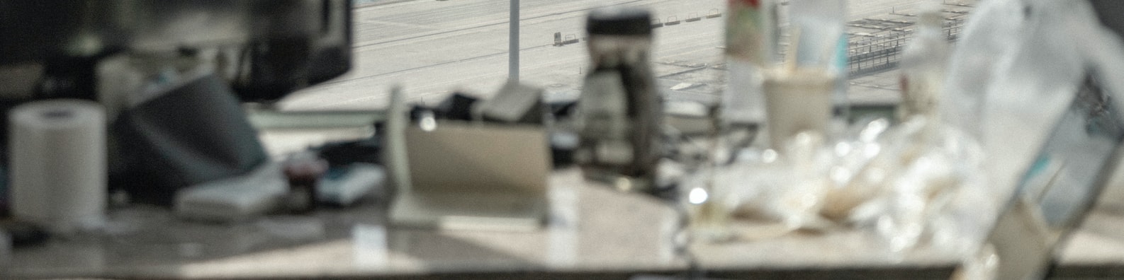 Urban LinkedIn Cover Photo with Cluttered Desk